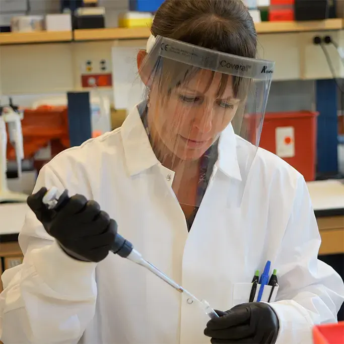 Amanda in the lab.